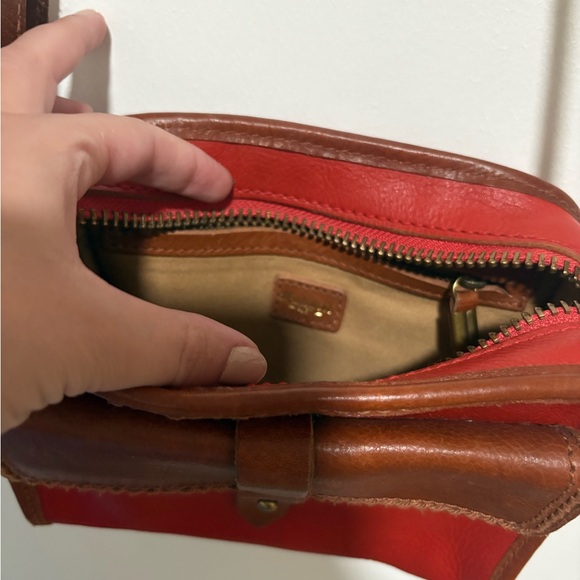 Madewell Leather Camera Crossbody Bag Purse Orange Red and Brown - Picture 6 of 15